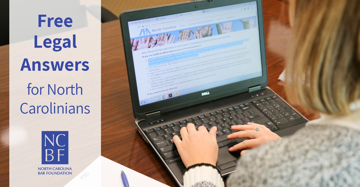 NCBAorg's tweet photo. North Carolina attorneys are here to help at North Carolina Free Legal Answers, a free online legal clinic: https://t.co/VuWtx3P6nJ. https://t.co/u0HZi2TGGF
