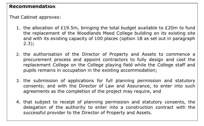 The rebuild of Woodlands Meed’s college is being recommended to go ahead, the final decision being made by <a href="/WSCCNews/">West Sussex County Council</a> Cabinet on 26th May. A budget of £20m will be allocated. This is a huge moment for all those campaigning for fit for purpose facilities. Read more ⬇️ #BurgessHill