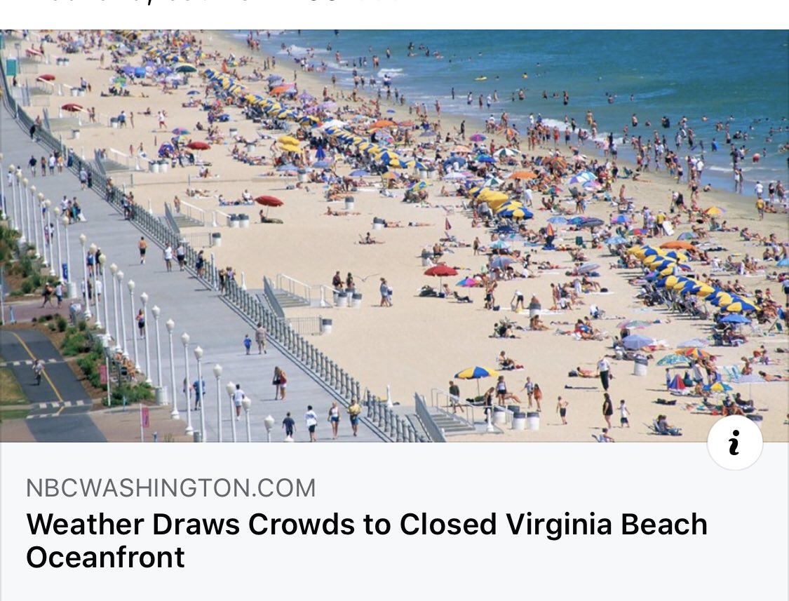 thematadorsport's tweet photo. @nbcwashington why do you use a picture from 2002? Very misleading!!! #fakenews #scaretactic #getthestoryright #nbc #nbcnews #photography #virginiabeach #beach #COVID19 https://t.co/PQTV0sKOS5