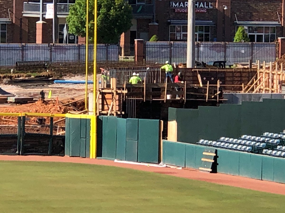 Lots of work today at Baum-Walker. Aerating the field (let the Bermuda grass run) to get ready for fall ball and it’s full speed ahead on the J.B and Johnelle Hunt Baseball Development Center. Walls are going up now and steel goes up soon after. The future is bright!! Go Hogs!!