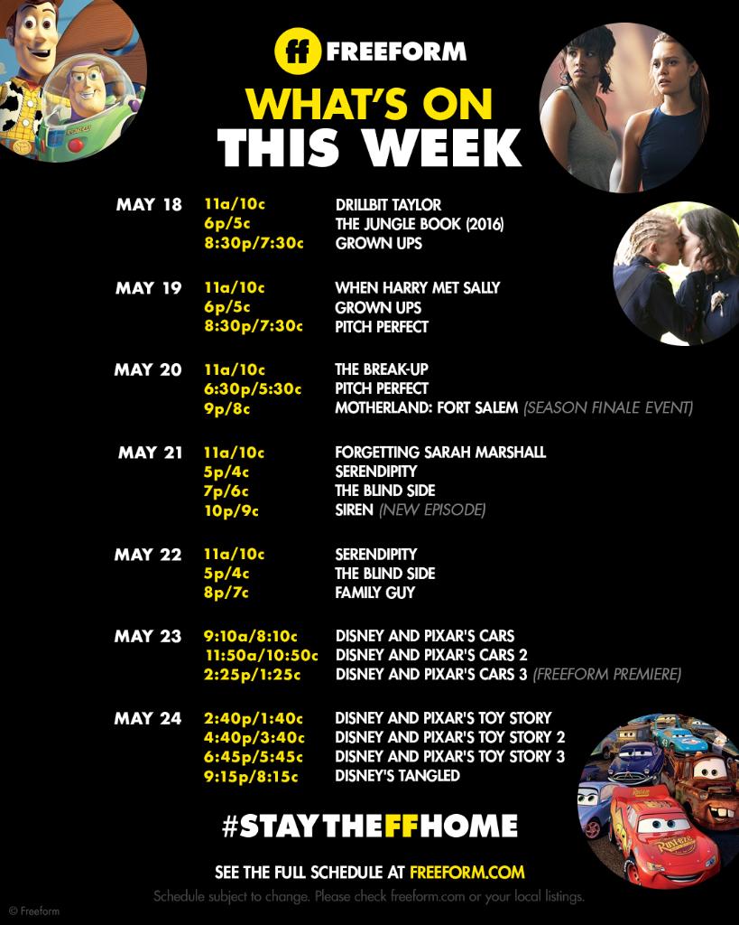 Freeform Twitterissa You Ve Not Only Got A Friend In Me You Ve Got A Freeform Premiere A Freeform Season Finale And Lots More To Keep You Company Here S This Week S Lineup Staytheffhome
