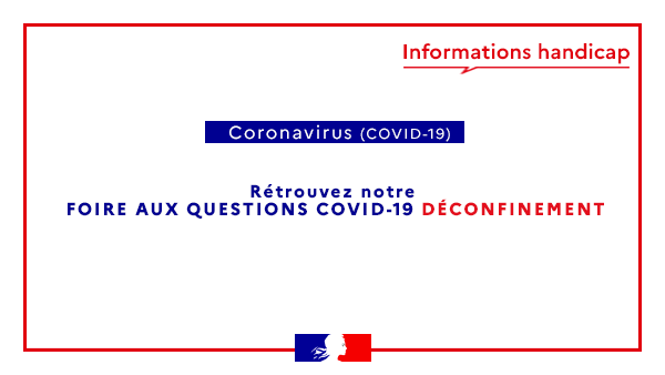 Solidarite_gouv's tweet photo. #Covid19 |  #Handicap et #déconfinement, vous avez des questions ? 

💡 Consultez notre nouvelle FAQ relative au déconfinement. Elle sera actualisée tous les jours
➡️https://t.co/ONTAyA7Tt0 https://t.co/9ammBn2WWz