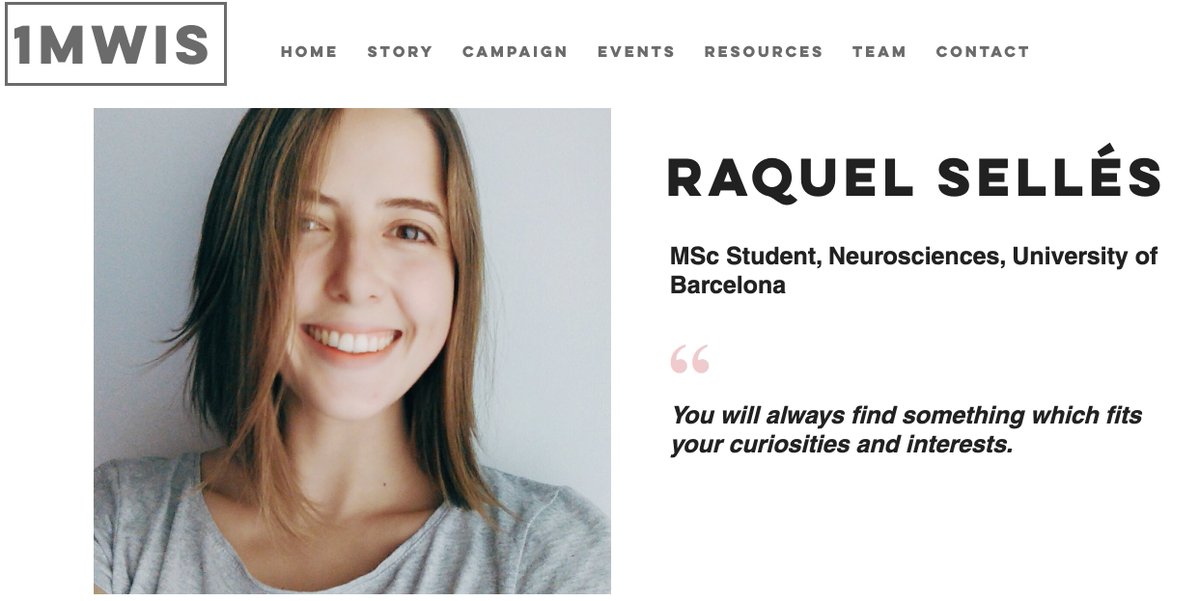 THREAD 20/100Meet Raquel Sellés - a masters student - who's working to better understand how wiring affects brain function by using computational tools to simulate neural networks. She reminds us to find something that piques our curiosity & we agree! http://www.1mwis.com/profiles/raquel-sellés