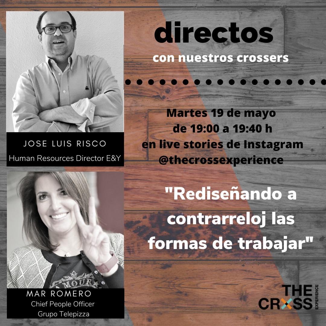 Mañana a las 19:00h, estaré junto a <a href="/JLRiscoRojas/">Jose Luis Risco Rojas</a>, Human Resources Director de E&amp;Y, en el directo de Instagram de  <a href="/TheCross_EX/">The Cross Experience</a> para hablar sobre cómo las compañías hemos adaptado nuestra metodología de trabajo a la situación ¡No te lo pierdas! bit.ly/3g15pDe