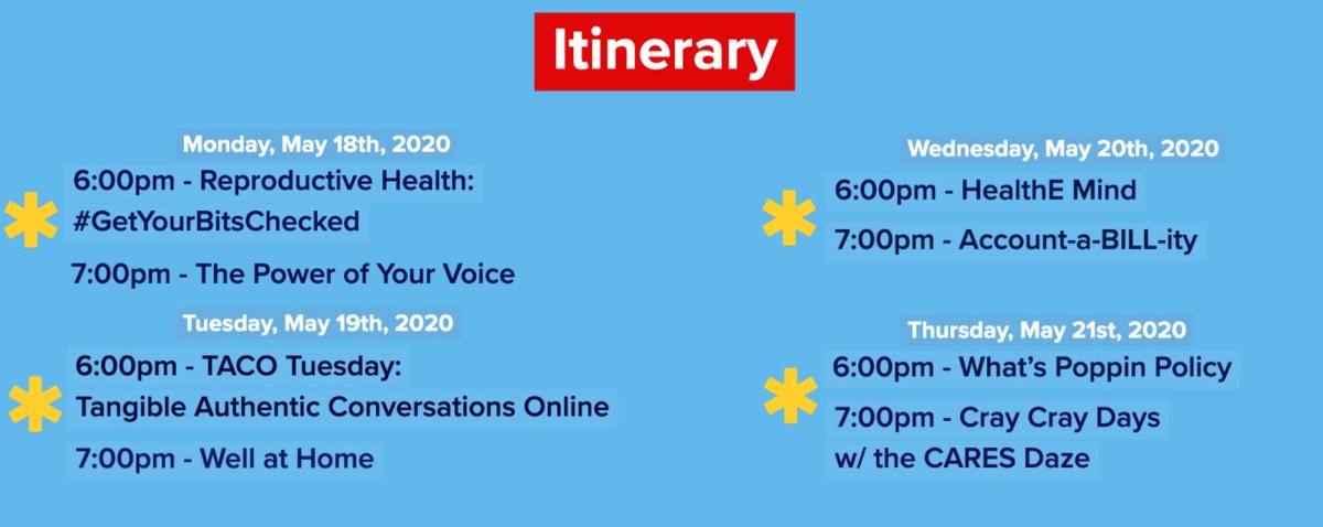 SickofitTx's tweet photo. Starting TODAY! Young Texas are advocates responding to #coronavirus! Check out our workshop schedule and RSVP to join @YoungInvincible today ✊🏾 #txlege #HealthE #COVID19
https://t.co/F66XOMxxgq https://t.co/OOsyA0jJc1