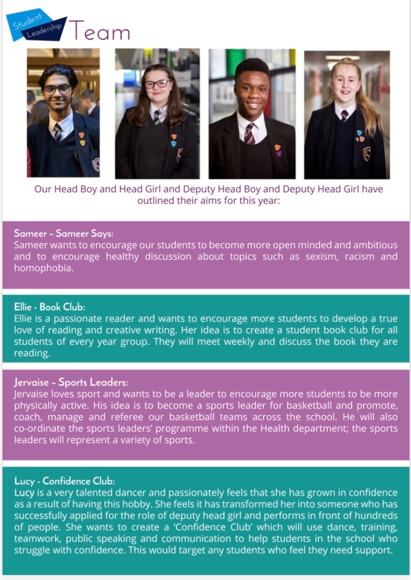 BBEC1's tweet photo. Meet our Head boy, Head girl and our Deputy Head boy and girl! #bbec1 #weareBDAT #leaders https://t.co/5q5jF00Xy9
