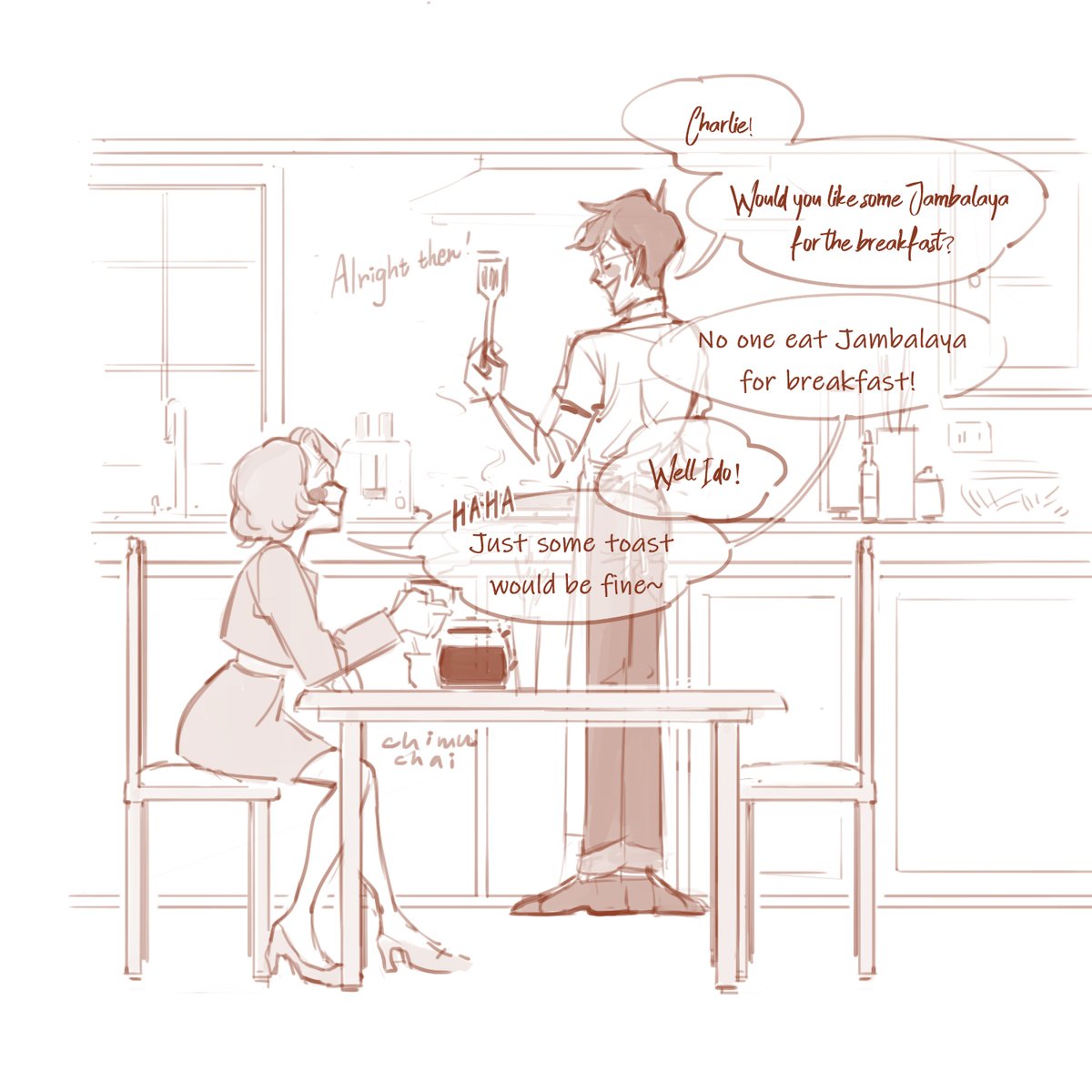 #Charlastor Human AU!

上班族掐理跟家庭主夫Al (?)
sorry if the English trans has a mistake ;u; 