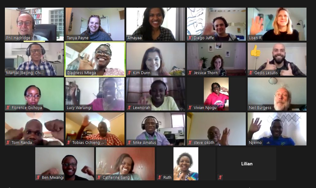 devcorridors's tweet photo. You didn't think we'd end without a group photo, did you? Here's a #ZoomPhoto of all our participants at session 1 #DCPTraining Lots of learning around #Zoomtools #policybriefs #developmentcorridors @SokoineU @WWFTANZANIA @uonbi @UniOfYork @AfricaAtLSE @UKRI_News @GCRF https://t.co/x0Smf5y5Hu
