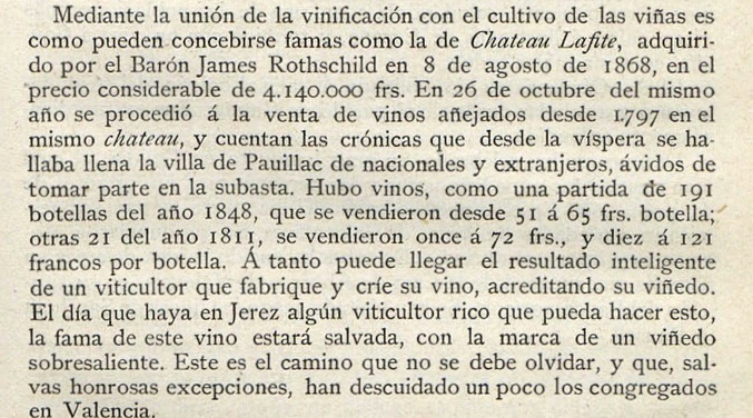 El jerezano Eduardo Abela, redactor-jefe de la Gaceta Agrícola del Ministerio de Fomento, mirando explícitamente a Burdeos en el contexto de la gran crisis del último cuarto del XIX en Jerez. Por la integración vertical desde la viña a la bodega