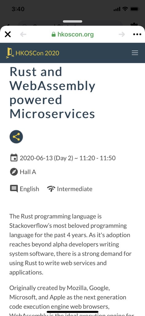 secondstateinc's tweet photo. Fear to miss the premier Aisan Open Source conference next month in Hong Kong?
Attend remotely & watch it online! A sneak peek on using Rust and #WebAssembly to do #serverless!
#OpenSource #rustlang #coding #programming #microservice #mondaythoughts https://t.co/7fQqpw8MNU