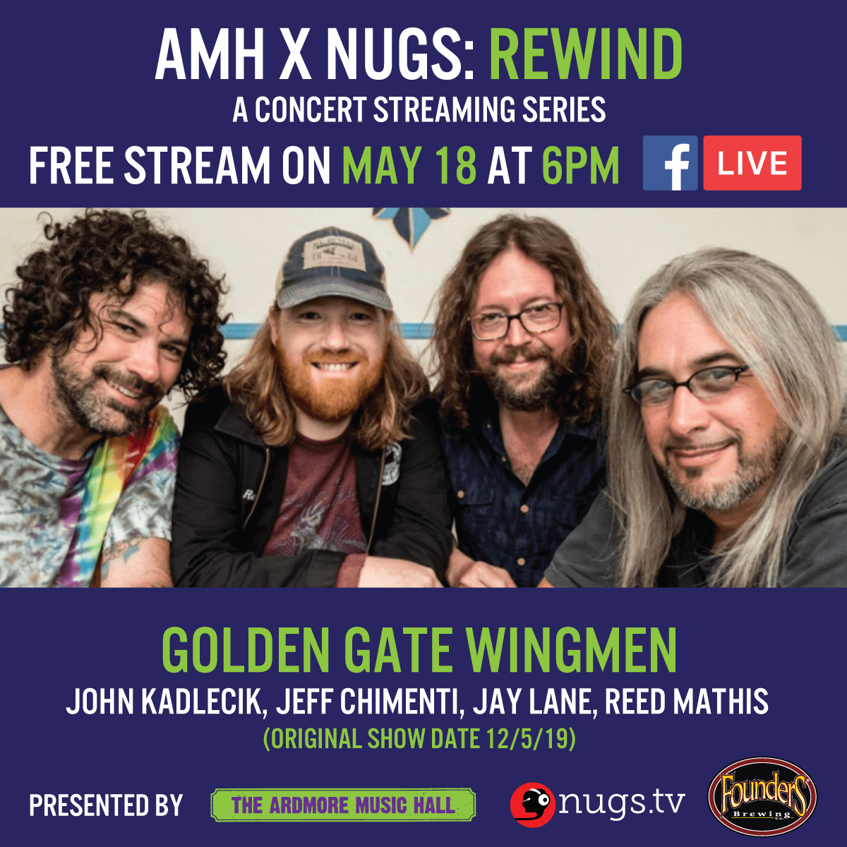 ArdmoreMusicPA's tweet photo. 🎶💀 TONIGHT ⚡️🎥
Get ready for takeoff 🛫 We're re-airing the second night of #GoldenGateWingmen's 2-night run last December ft @johnkadlecik, #JeffChimenti, #ReedMathis and #JayLane! Buckle in! @nugsnet @foundersbrewing #GratefulDead #DeadHeads #ArdmoremusicHall https://t.co/AEQJ0IYYIL