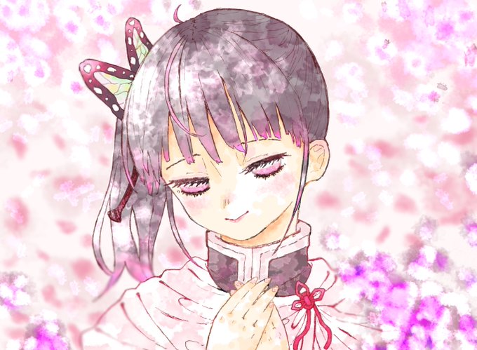 朱善🦋多忙さんがTwitterに投稿した栗花落カナヲ(鬼滅の刃)のイラスト。