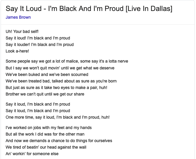 Also, the term far-right term "boogaloo"-- which refers to an anti-government uprising and subsequent race war-- was stolen from an all-Black dance crew, the Electric Boogaloos, of Fresno, CA.The dance is referenced by James Brown's 1968 "Say It Loud, I'm Black and I'm Proud."  https://twitter.com/AntiFashGordon/status/1262123574590148609