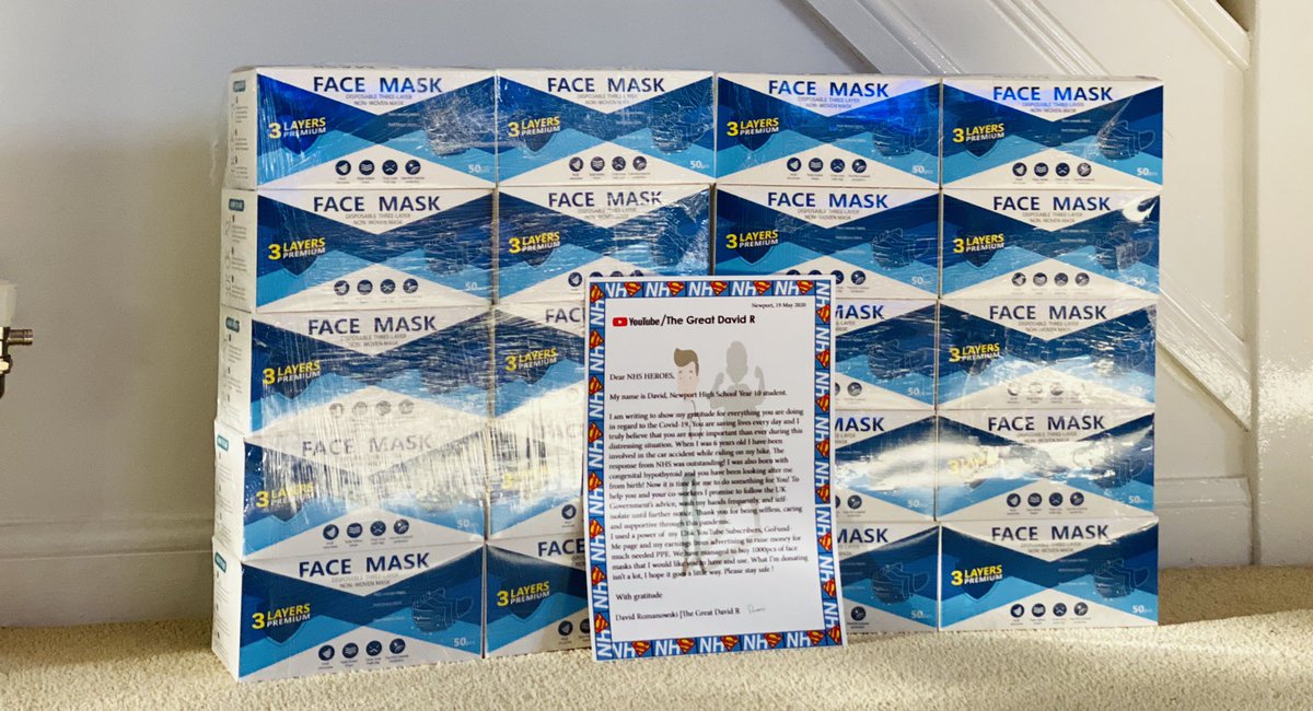 donabel1977's tweet photo. Hi all,just to let you know we will b donated face mask to d Gwent Hospital tomorrow.We have raised £282.18 (after fees)GoFundMe&amp;rest was top up with Davids hard earned cash.When I luk@d price gauging online we have managed to secure nearly £2k Thankuevery1 @NewportH  @NHSuk https://t.co/eLKALa8INX