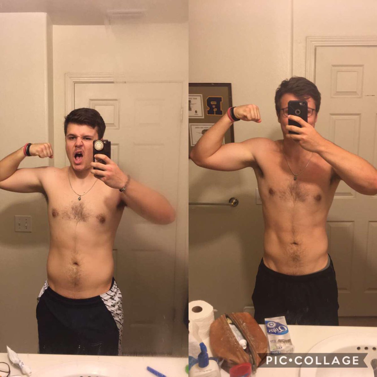 seibold_callen's tweet photo. little quarantine fitness competition. Money was bet. 50 days. Before and after. Vote pls https://t.co/aooYY97WTP