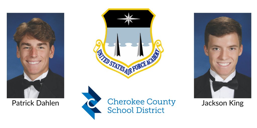 Congratulations to Cherokee High School’s Patrick Dahlen and Jackson King, who have accepted appointments to the U.S. Air Force Academy in Colorado Springs, one of the nation’s prestigious and extremely competitive U.S. Service Academies! More: cherokeek12.net/News/usserv20 #CCSDfam