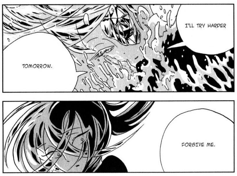 manga and anime scenes for comparison!!! ?vol 2 rly showed how earnest and selfless phos used to be and i love that. they riskily ventured into the sea to find a solution for shinsha and prioritized their wellbeing before their own without hesitation.....tears up a little..