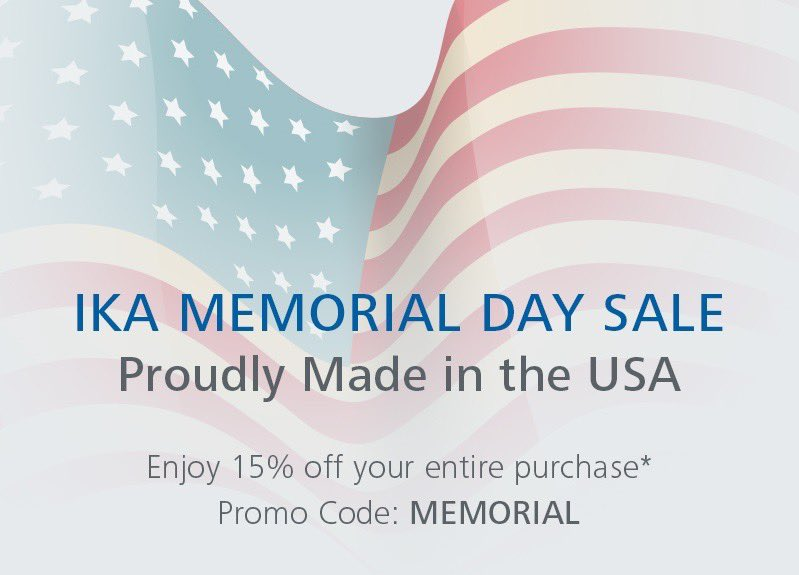 Erin_IKAWorks's tweet photo. Will you be back in the lab on May 25th? Treat yourself to a new pipette, hot plate, rotovap with 15% off! 

Use promo code "MEMORIAL" at checkout https://t.co/KLqgDjLjDI