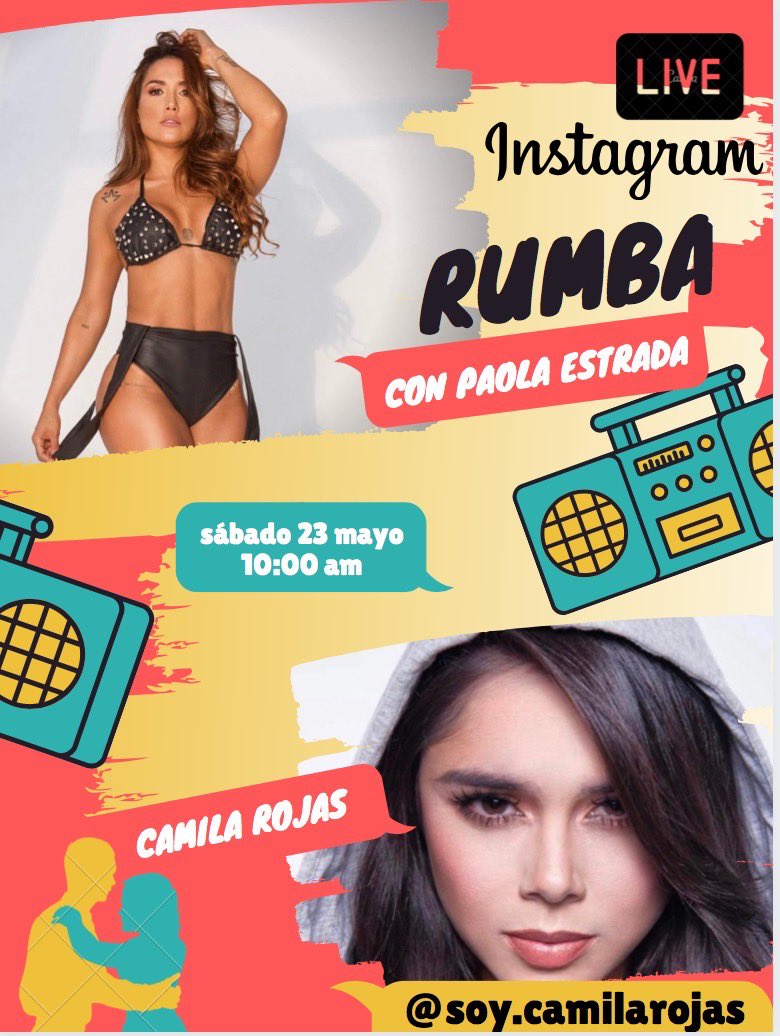 soycamilarojas's tweet image. Lee cuento desde ya... Para  que con tiempo alisten sus esqueletos y me acompañen a una Clase de Rumba #cardiotime junto con La gran Bailarina Paola Estrada 💃🏻.
Desde mi cuenta de Instagram este sábado 23 de Mayo !! 
PARA DIVERTIRNOS UN RATO BAILANDO 💃🏻❤️