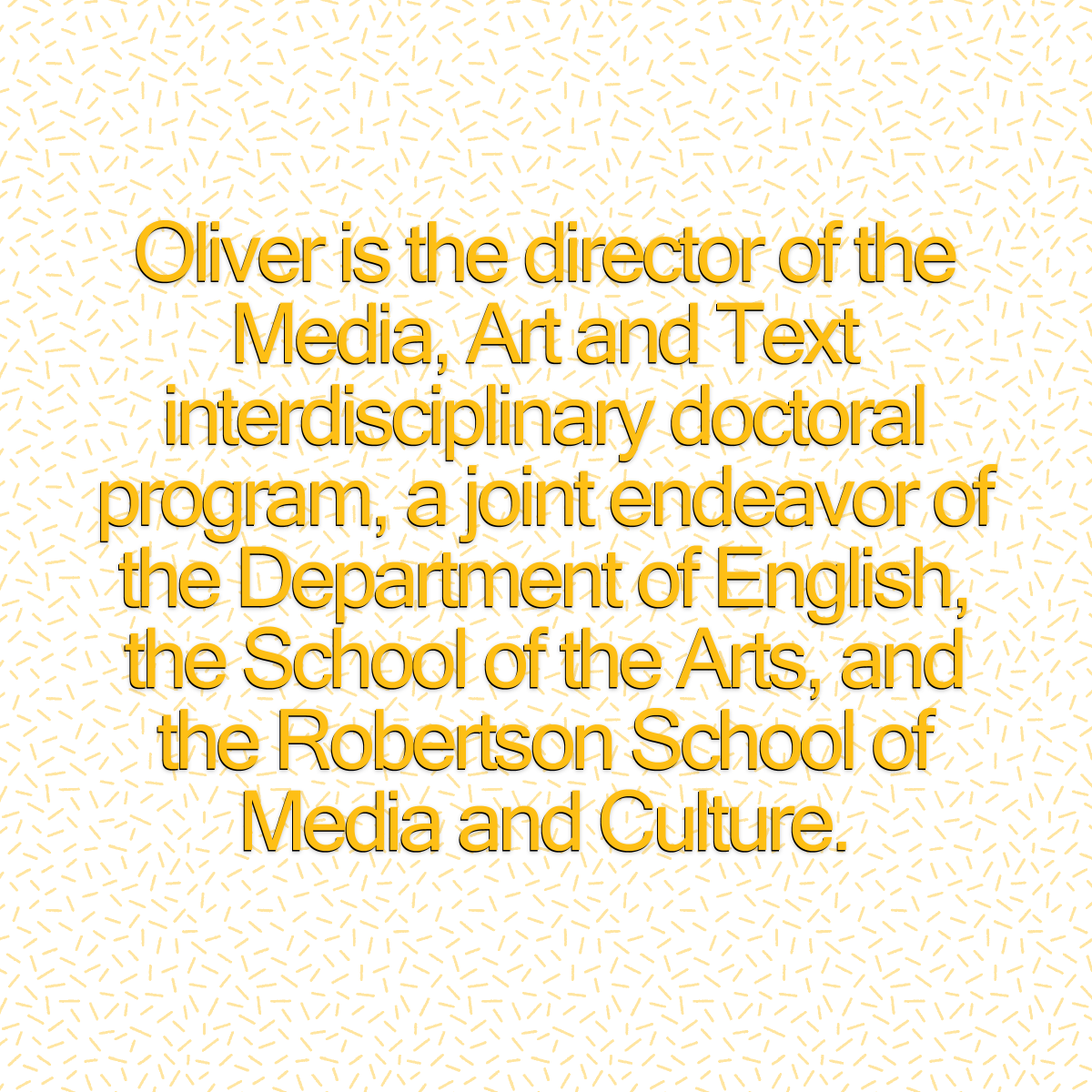 VCUCHS's tweet photo. Happy Monday!

Today's #FacultySpotlight is on Oliver Speck, Ph.D., Director of the Media, Art and Text Program!

https://t.co/Fr8wObSY65

@VCUEnglish @RobertsonSchool @WorldStudiesVCU @VCUarts https://t.co/wRGOdwqiBy
