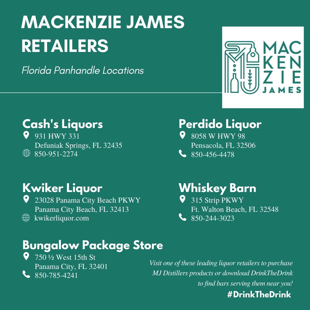 MJDistillers's tweet photo. Searching for your favorite Mackenzie James drinks? Find full bottles at these leading local liquor retailers around Florida!
.
.
 #pontevedrabeach #fernandinabeach #staugustine #defuniaksprings #pcb #ftwaltonbeach #pensacola #ftpierce  #verobeach #westpalmbewch #miami #margate https://t.co/31Z3XEu2Gm