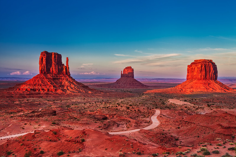 WildsightPhoto's tweet photo. Sunset finally came to Monument Valley around 9 p.m. Totally worth the wait. https://t.co/H4BpCLlddU