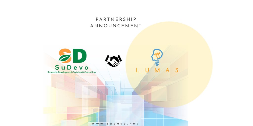 Sudevo_Tweets's tweet photo. We are pleased to announce our partnership with @Lumasglobal as an official partner of SuDevo. The partnership between SuDevo and Lumas Global focuses on various #digital &amp; #entrepreneurship projects to help close the knowledge gap and foster quality educational development. https://t.co/SfwUx1d4EE