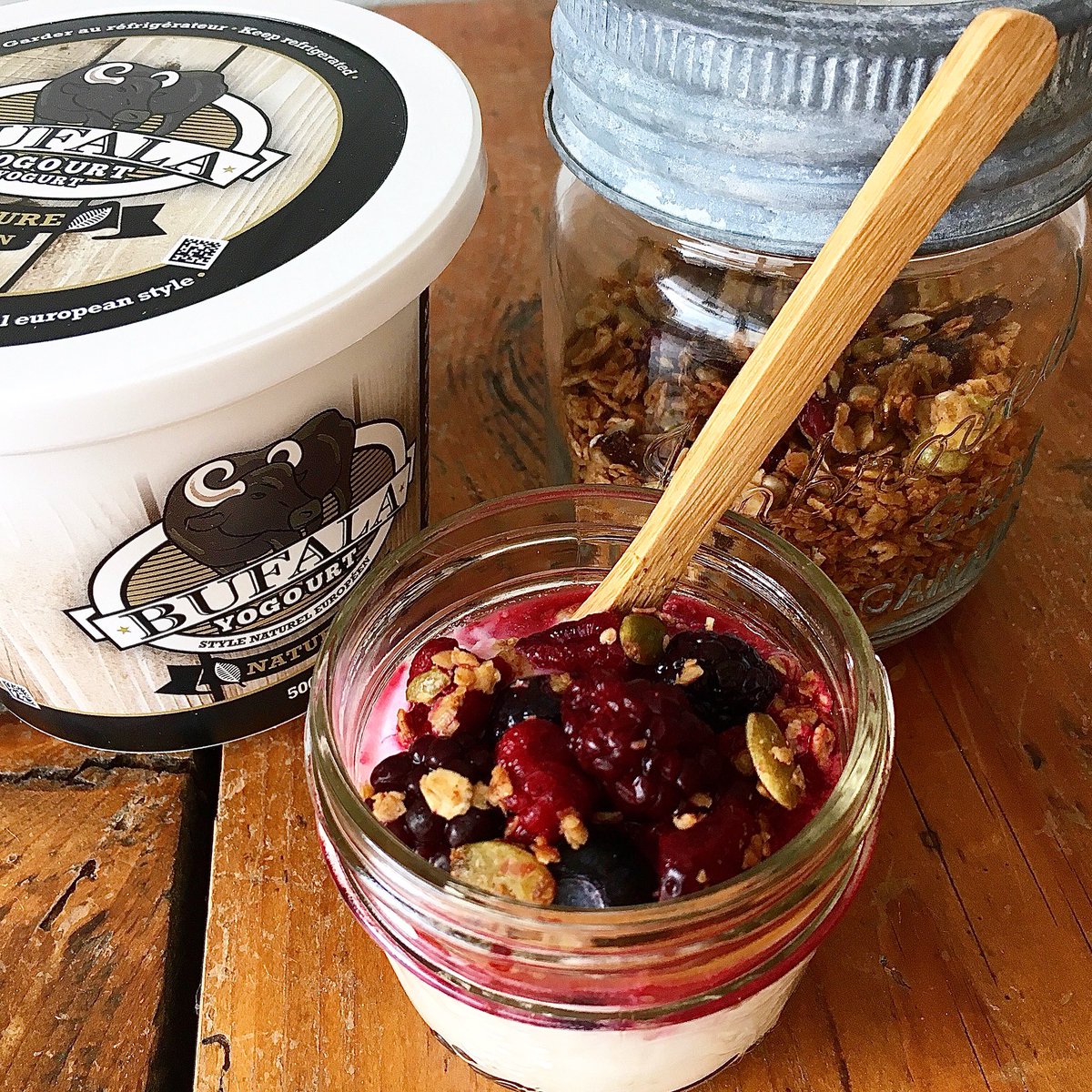 Upscaling your at home breakfasts?! Have we ever got a few treats for you!  The bufala yogurt comes from one of our local Quebec dairy farms. 100% Buffalo milk, this yogurt has a thicker and richer texture, and a few enhanced health benefits over regular cows milk yogurt.