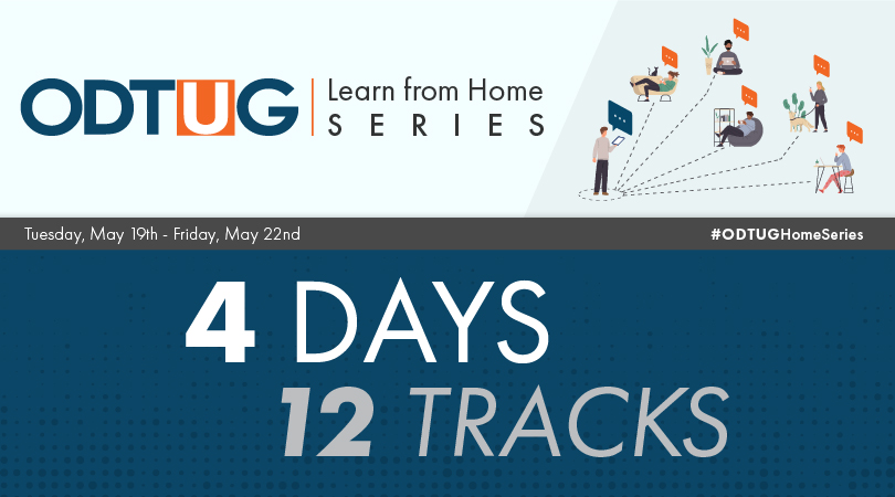 odtug's tweet photo. Less than 24 hours until the first ever ODTUG Learn from Home Series begins! #ODTUGHomeSeries

☑️ 90+ sessions across 12 different tracks
☑️ Topics: APEX, Analytics, Database, EPM, and more 
☑️ Mini Oracle Symposiums 

Secure your spot here: https://t.co/3HFMslR4Gh https://t.co/8dqm9v86dY