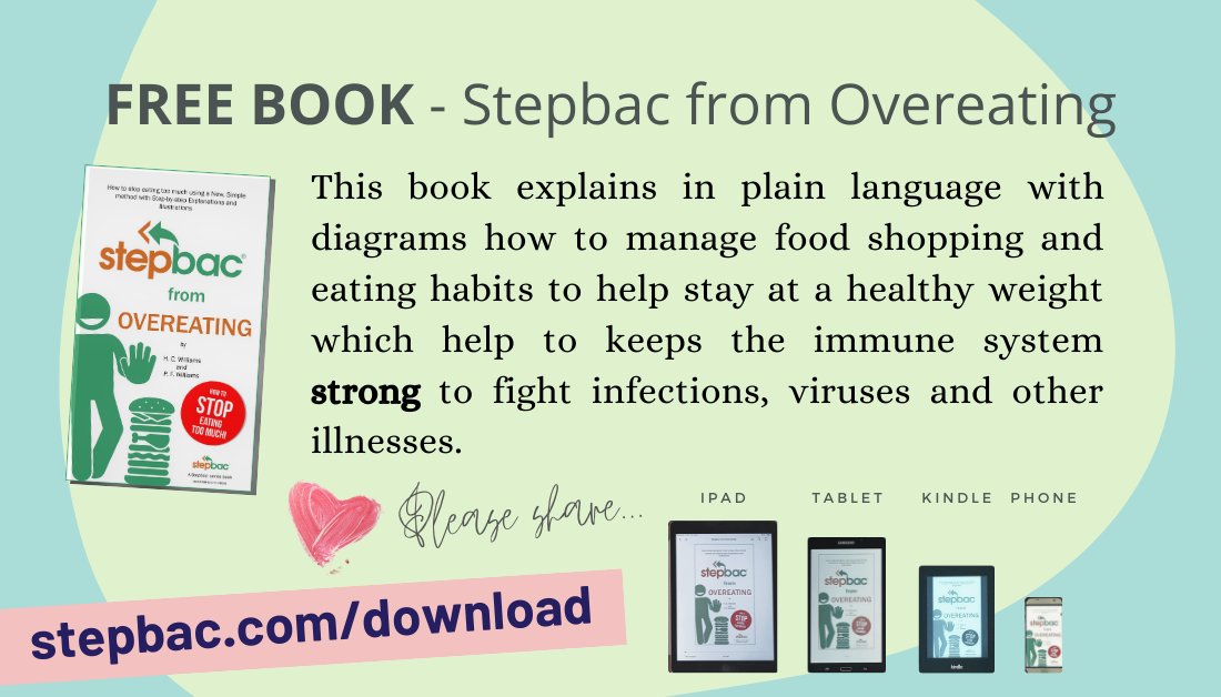 stepbacmethod's tweet image. MANAGE WEIGHT during Covid-19 ❤ FREE e-book edition of "Stepbac from Overeating" to learn better how to control food shopping, eating and snacking habits. ❤ FREE on Amazon .com, B&amp;amp;N, Kobo or download on stepbac.com/download  #freekindlebooks #stayathome #freebooks #writers