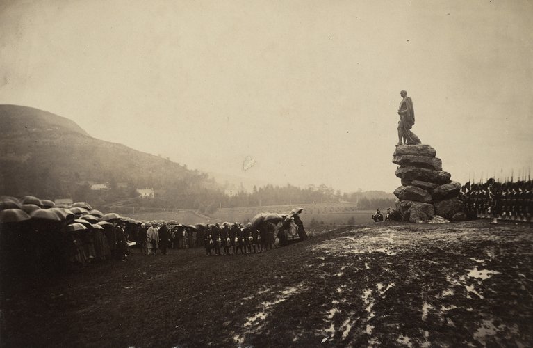 QueenVicJournal's tweet photo. [At Balmoral] Walked with Louise as far as dear Albert's statue, around which the ground has been levelled &amp; shrubs been planted, which is a great improvement. Then drove round to see some of the people.

#OTD in 1870 https://t.co/E1S8rP5uy3