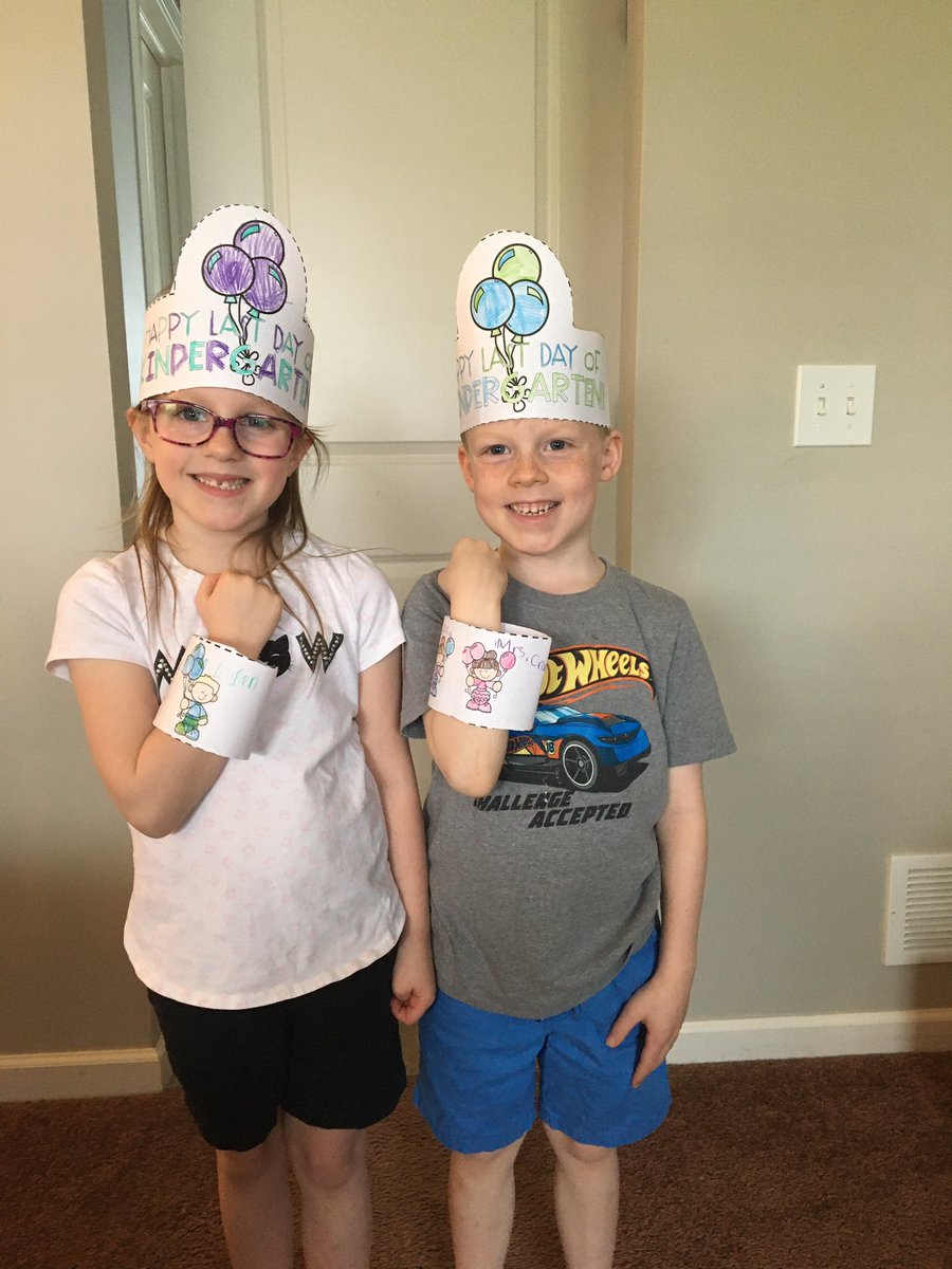 sarahreichard's tweet photo. Kindergarten Celebration Crowns are done ✔️ Logan put his 2 best friends 😍 &amp; his twin sister on his band 😭 On the extra band he put his teacher on it. 🥰 He is so sweet! @rdeniston @mrscraigkinders @mrsdcondo https://t.co/7jJ7tPQsm8