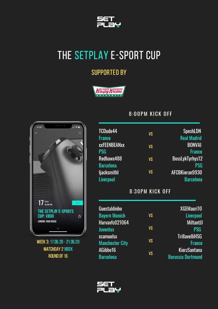 setplayapp's tweet photo. SetPlay E-Sports Cup XBOX Fixtures List❗️Add your opponents GAMERTAG before kickoff ❗️
#fifa20 #esports #kickoff https://t.co/O8OxLV5Soh