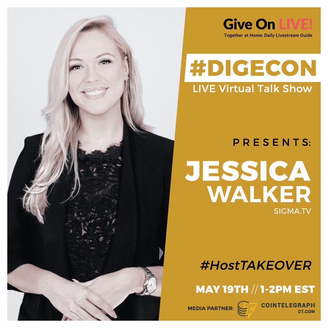 GiveOnLIVE's tweet photo. It’s an honor to welcome @jessicasmw from @AIBCsummit to #DIGECON LIVE!#HostTAKEOVER @Cointelegraph https://t.co/UviOQqwIl7