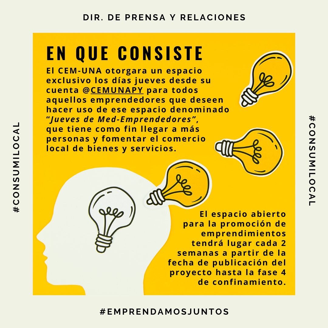 cemunaPY's tweet image. 💡 Med-Emprendamos Juntos 💡

Ahora los jueves serán “Jueves de Med-Emprendedores” entérate más en el post. 💡 #ConsumiLocal #EmprendamosJuntos #CEMUNA