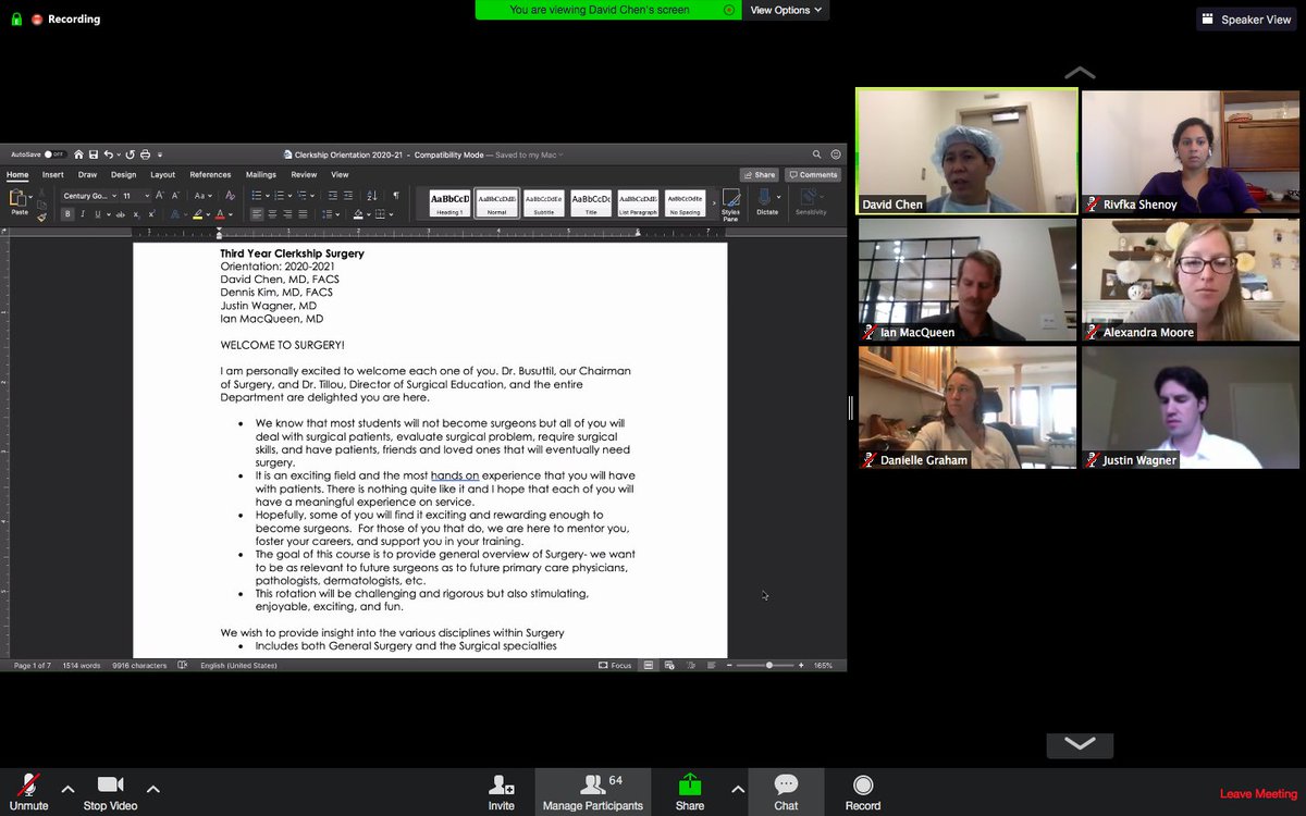 rivfkaMD's tweet photo. In the first few weeks of #COVID19 hitting, #alexmoore + #daniellegraham + @ucla_chen + @JWagnerMD + #ianmacqueen + @dennisyongkim put together an amazing 6wk virtual med student curriculum for @UCLASurgery. Really excited to help lead this block with them! https://t.co/xDX930GHyt