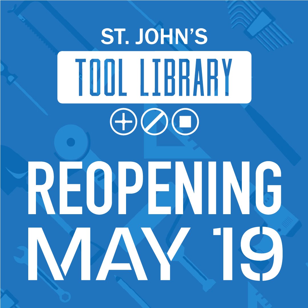 Today, we are pleased to announce that the St. John’s Tool Library will be resuming operations on Tuesday, May 19th. New operating schedule and contactless rental process. Full details can be found here: 

stjohnstoollibrary.ca/blog/2020/5/18…