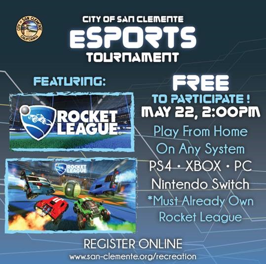 CitySanClemente's tweet photo. Attention all San Clemente 9-13 year old gamers! Sign up for our first ever Esports Tournament featuring the game Rocket League. Play on any system! Free to join! Register soon to secure your spot. More Esport opportunities coming soon! Register at https://t.co/coI5qq68t9 https://t.co/OCI50X7n5C