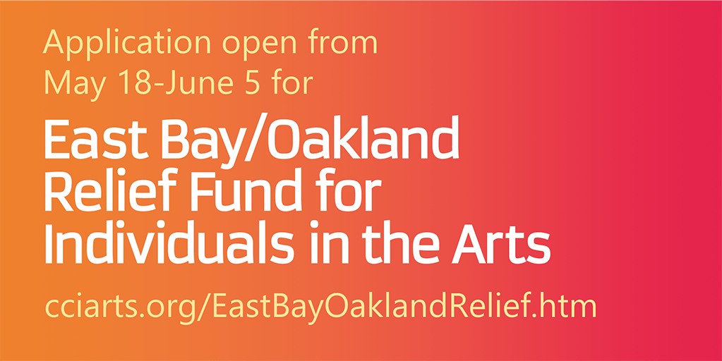 JUST LAUNCHED: East Bay/Oakland Relief Fund for Individuals in the Arts! Artists, teaching artists, culture bearers, nonprofit arts workers living in Alameda &amp; Contra Costa Counties eligible for up to $2K. Apply by 6/5. #EBayArtistsRelief cciarts.org/EastBayOakland…