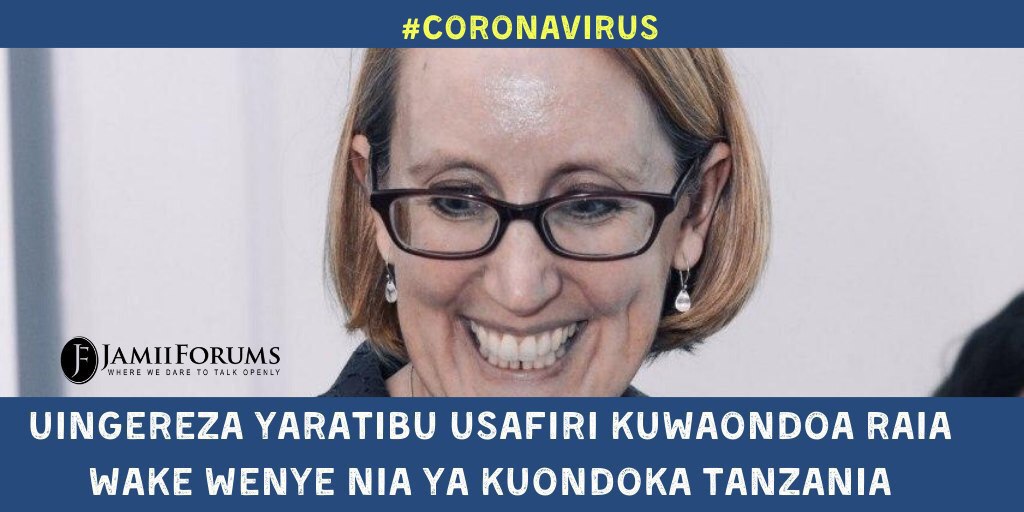 JamiiForums's tweet image. UINGEREZA YARATIBU USAFIRI KUWAONDOA RAIA WAKE WENYE NIA YA KUONDOKA TANZANIA

&amp;gt; Balozi Sarah Cooke amesema ndege itakuwepo Mei 20,2020 kwa ajili ya wanaotaka kuondoka

&amp;gt; Watakaoshindwa kulipia nauli wanaweza kuomba mkopo wa dharura Serikalini

Soma jamii.app/UKCharterFligh…
#JFLeo