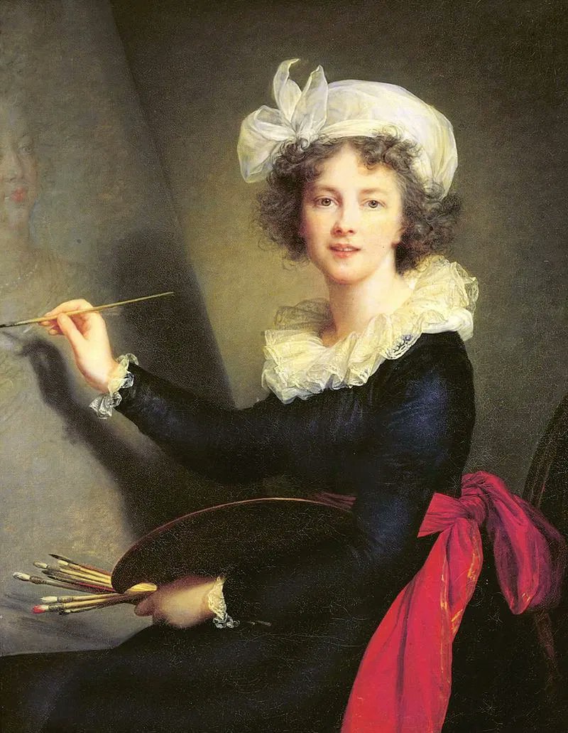 Pues es Marie-Louise-Élisabeth Vigée-Lebrun (1755-1842), pintora francesa de retratos muy demandada y famosa en el siglo XVIII. Se estima que pintó alrededor de 900 obras a lo largo de su vida, las cuales unas 700 serán retratos.Pero, ¿qué hace en esta escena?