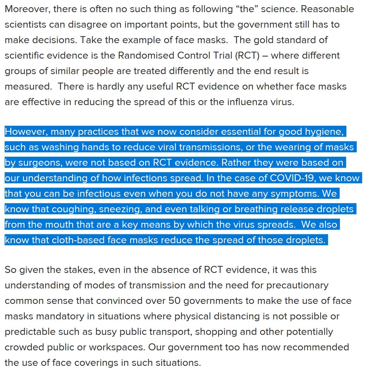jeremyphoward's tweet photo. Nobel laureate, and Royal Society President, Venki Ramakrishnan, has written the best single paragraph explanation of why we need to wear masks that I've seen yet.

Read it, and share it. My mask protects you. Your mask protects me. #Masks4All
https://t.co/OLDjZuUVNo https://t.co/enmF4mvz4b