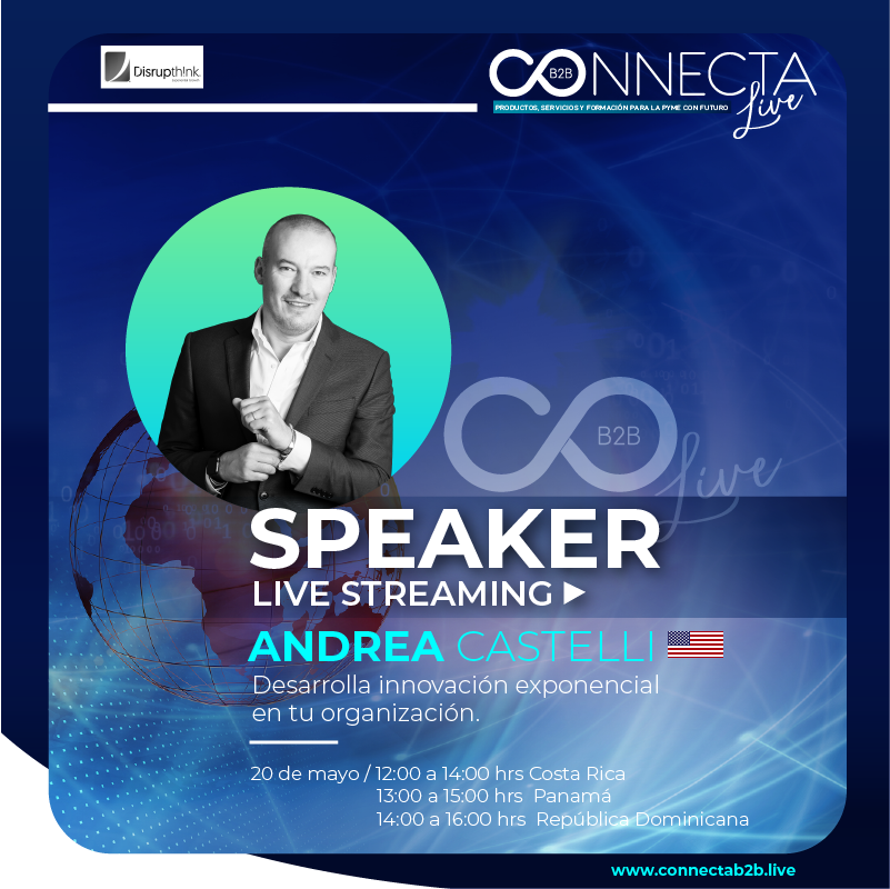 ACastelli99's tweet image. El miercoles 20 de mayo de 1PM a 3PM hora de la CDMX estaré facilitando un taller en línea de innovación exponencial.

El link de registro gratuito para el evento lo encuentran en live.connectab2b.com

#disrupthink #exo #ConnectaLive #B2BLive #ExpoVirtual