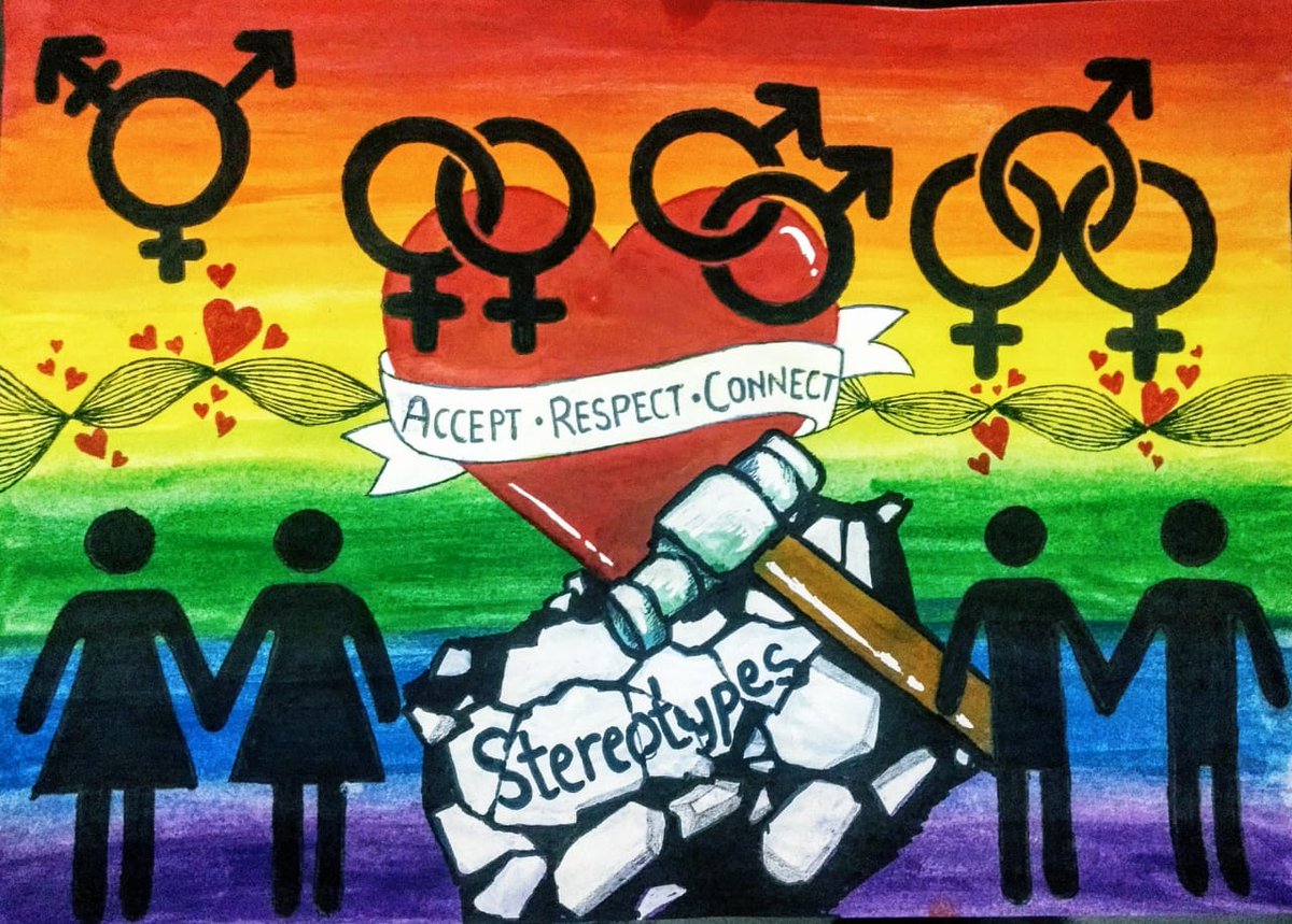 peacemusick's tweet photo. No one is different, the difference lies in the perception. We are all human beings first, so lets #accept, #Respect and #CONNECT with each other. Sharing this lovely poster made by #KajalTyagi • sketch team• #PMRfamily 
#teampmr #LGBTQ #peacemusick #aay_ho_toh_kuch_kar_k_jao https://t.co/UzGgV8p1WS