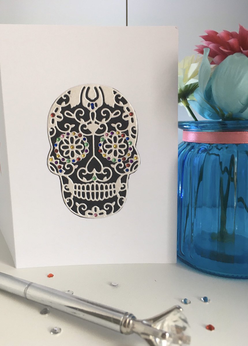PinkStarCreati2's tweet photo. Excited to share this item from my #etsy shop: Handmade Blank Black Sugar Skull Card - Pink Sugar Skull Card - Gem skull Card - Rhinestone Skull Card- Die Cut Skull Card https://t.co/Hd1TceUICt
#HandmadeInUK #sugarskull #craft #greetingcards #HandmadeHour #etsystore #rhinestones https://t.co/7TueBrJFex