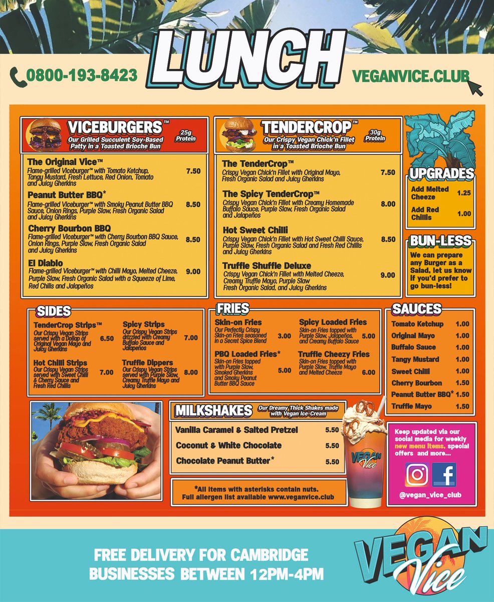 ViceVegan's tweet photo. For local businesses in #Cambridge, we offer free #vegan food deliveries https://t.co/XVtgyvtmC3
