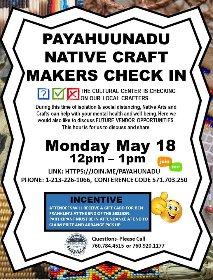 OVPSCCenter's tweet photo. Manahuu &amp; Happy Monday,
Don't forget today from 12pm-1pm is The Native Craft Maker check in. Share your ideas about future vendor opportunities or simply show off your recent project. Participants will receive a FREE gift card.
- See you there https://t.co/Bofi0ffwGt