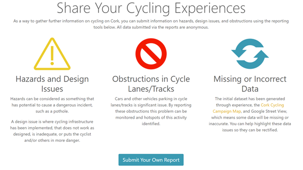 To help improve Cork Cycling Infrastructure, you can contribute to a crowd sourced dataset by reporting hazards and design issues at  http://www.cyclingreporter.org   #cycling  #cork13/13