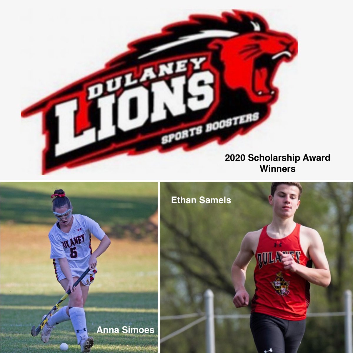 Dulaney_Lions's tweet image. Congratulations to seniors Ethan Samels and Anna Simoes for earning the 2020 Dulaney Sports Boosters Scholarships!  Ethan will attend the University of Maryland while Anna will attend the York College of Pennsylvania to play field hockey.  Congratulations on this honor!