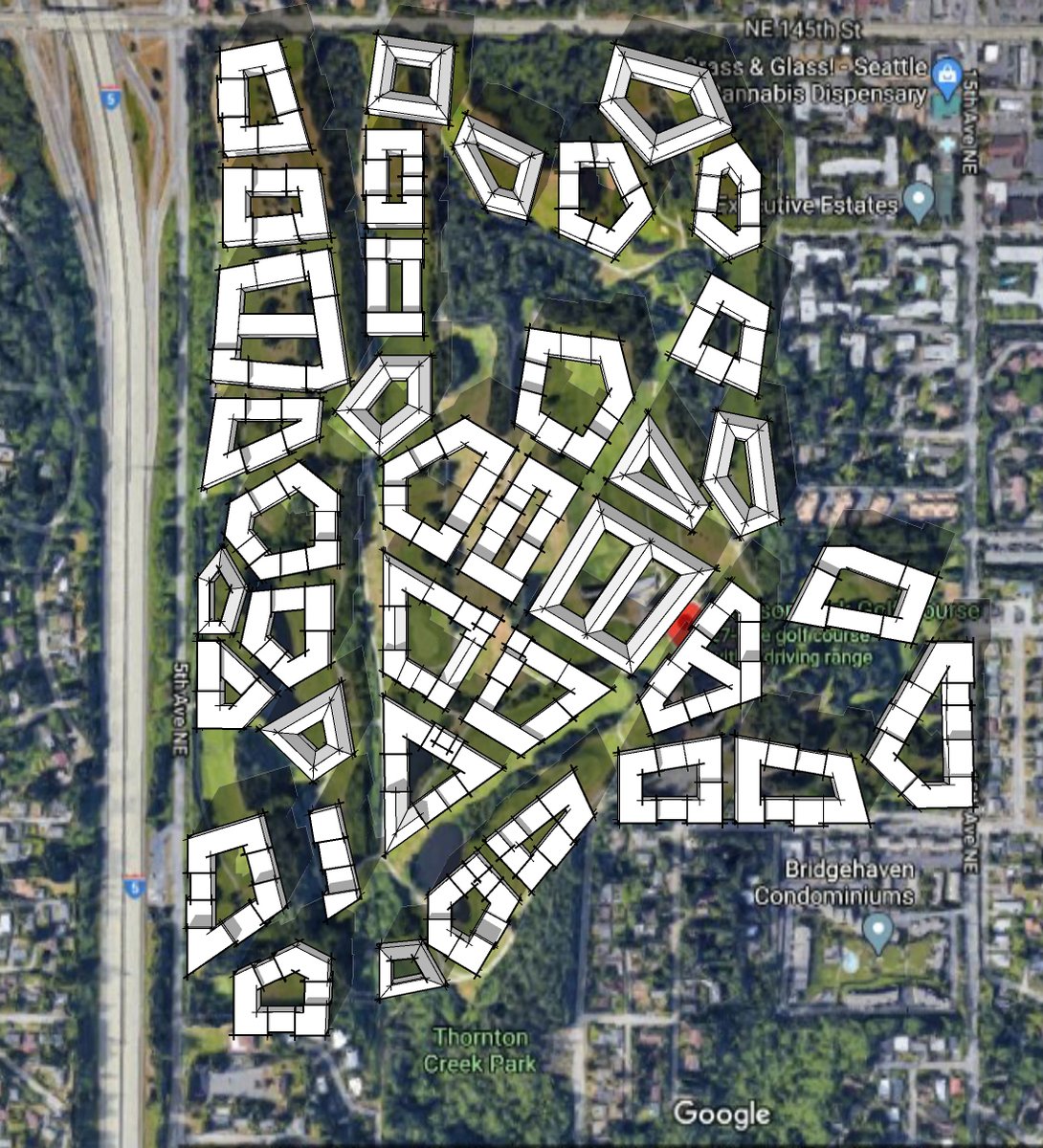 What if we took a 160 acre golf course and repurposed it for housing and saved 95% of all the trees? Now you have 40,000 people living on two future light rail stops with a wonderful tree-lined dense walkable neighborhood
